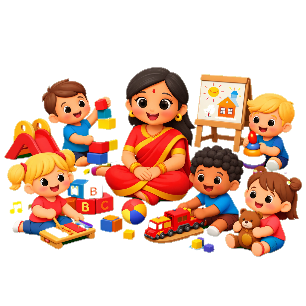 Children Playing with Teacher